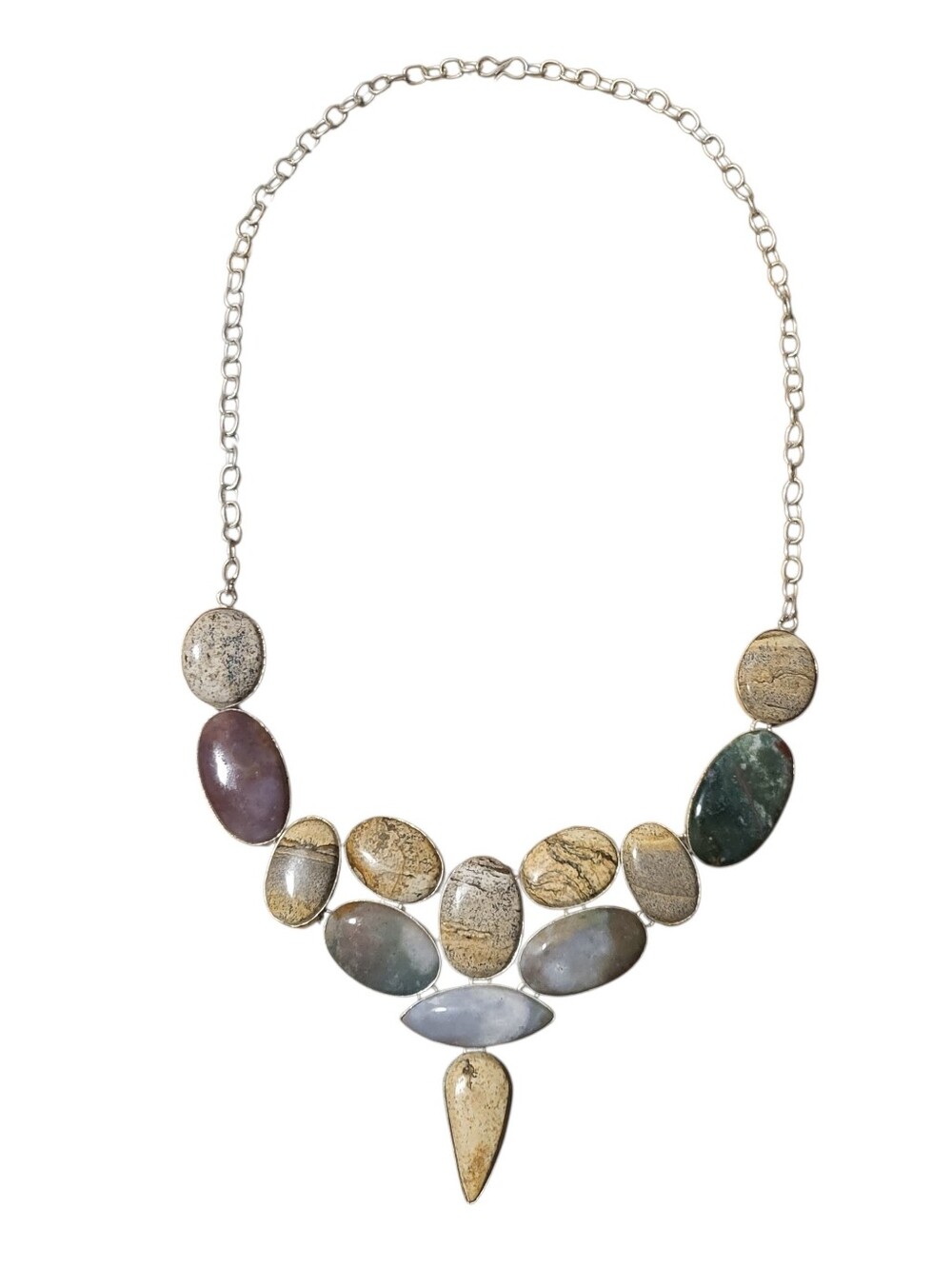 Silver Plated Multi Stone Necklace